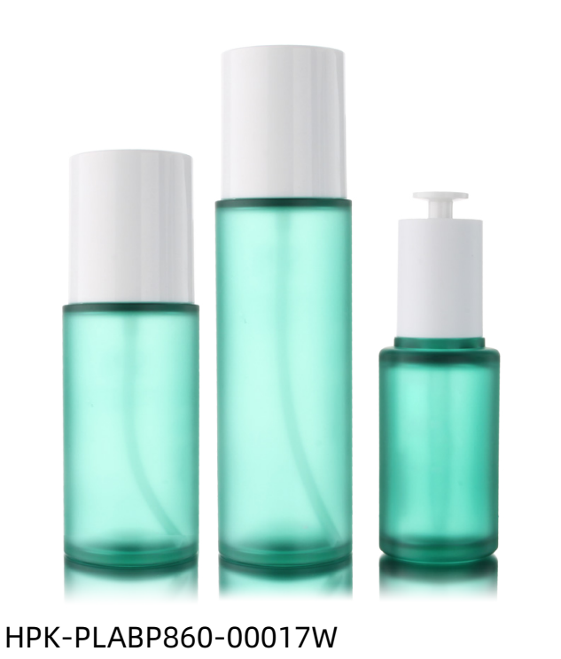 Frosted Green Plastic Lotion Bottle & Pipette Dropper Bottle